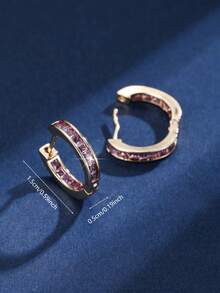 1 Pair Casual Gentle Square Zirconia Pave Set Ear Cuff Hoop Earrings For Women, Soft Atmosphere Elegant Light Luxury Daily Commute Earrings - Earrings - View 5