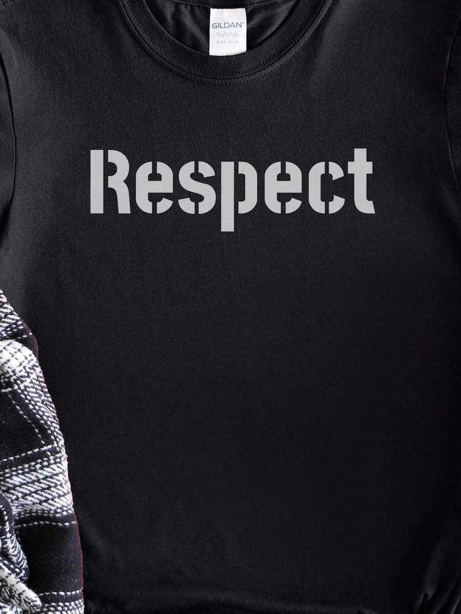 Camiseta con Estampado Respect: Camiseta Unisex de Algodón Suave - Negro - Ver 1