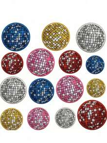 6 piezas Parches bordados de bola de discoteca con purpurina - Estilo Y2K Parches redondos para planchar o coser en ropa, jeans, chaquetas y mochilas. Parches decorativos brillantes metálicos vintage, accesorios de reparación de moda DIY para hombres y mujeres, decoración de disfraces para fiestas con tema de discoteca - Varios estilos - Ver 7