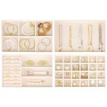 Organizador apilable para cajón 4 juegos de organizadores de joyas y vitrina organizador de inserciones de cajones de terciopelo para collares pulseras arete organizador de 4 unidades regalo - Beis - Ver 7
