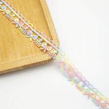 1 Yard Water-Soluble Embroidery Lace Trim, Exquisite Floral Bow Lace Ribbon, Suitable For Crafts, Sewing, Wedding Decor, Gift Wrapping, Hair Accessories - Multicolor - View 2