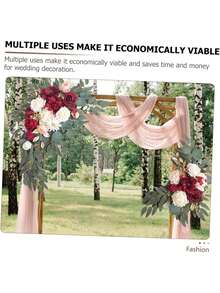 2pcs Artificial Flowers, Wedding Welcome Arch Decor, Wedding Reception Signage, Aesthetic Room Decor, Home Decor - Red - View 5