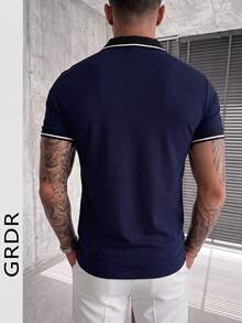 GRDR 男士时尚 Polo 短袖 T 恤 | 精致设计 | 夏季必备 | 百搭易配 | 展现您的风格 - 藏蓝色 - 查看 4