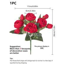 1/3/60PCS Artificial Simulation Peony Bouquet, With Realistic Texture, Suitable For DIY Vase Flower Arrangement, Indoor/Outdoor Decoration, Home Decoration, Wedding Decoration, Dining Table Decoration, Autumn Decoration - Red - View 3