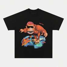 Camiseta unisex de algodón 100% con gráficos del juego Funky Kong, nueva camiseta de manga corta con cuello redondo para hombre y mujer, camiseta de moda hip-hop, regalos para fanáticos - Multicolor - Ver 1
