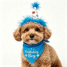 Set de Fiesta de Cumpleaños para Perros: Pañuelo, Falda, Sombrero, Pajarita, Globo.Productos y Suministros para Celebración del Nacimiento de Cachorros y Gatos. al por Mayor. - Conjunto rosa - Ver 2