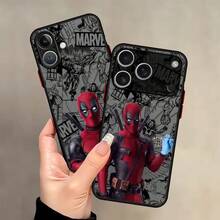 Funda Divertida de Marvel Deadpool para iPhone 11 XS 17 Air 15 Plus 14 13 Mini 16e 17 16 Pro Max 12, Cubierta Trasera para Teléfono - Negro - Ver 7