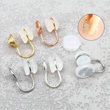 4 piezas Convertidores de pendientes de clip en color dorado y plateado con almohadillas para pendientes, bandeja y aro para hacer pendientes DIY para mujeres y niñas con orejas sin perforar - Clip para la oreja - Ver 3