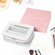 Pinkmik - Estuche para brochas de maquillaje transparente para viajes bolsa de cosméticos y artículos de cambiador bolsa de maquillaje delgada con cierre organizador de cartera pequeño esencial - Blanco - Ver 8