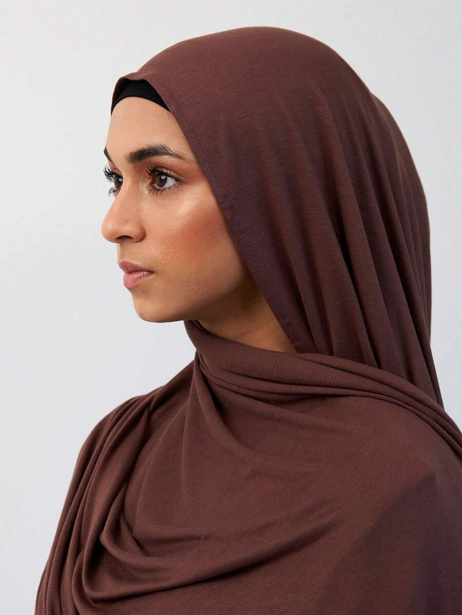 1 buah Hijab Modal Instan Wanita Warna Polos - Jilbab Muslim Rajut Lembut dan Elastis, Jilbab Selip Warna Polos, Cocok untuk Pemakaian Sehari-hari
