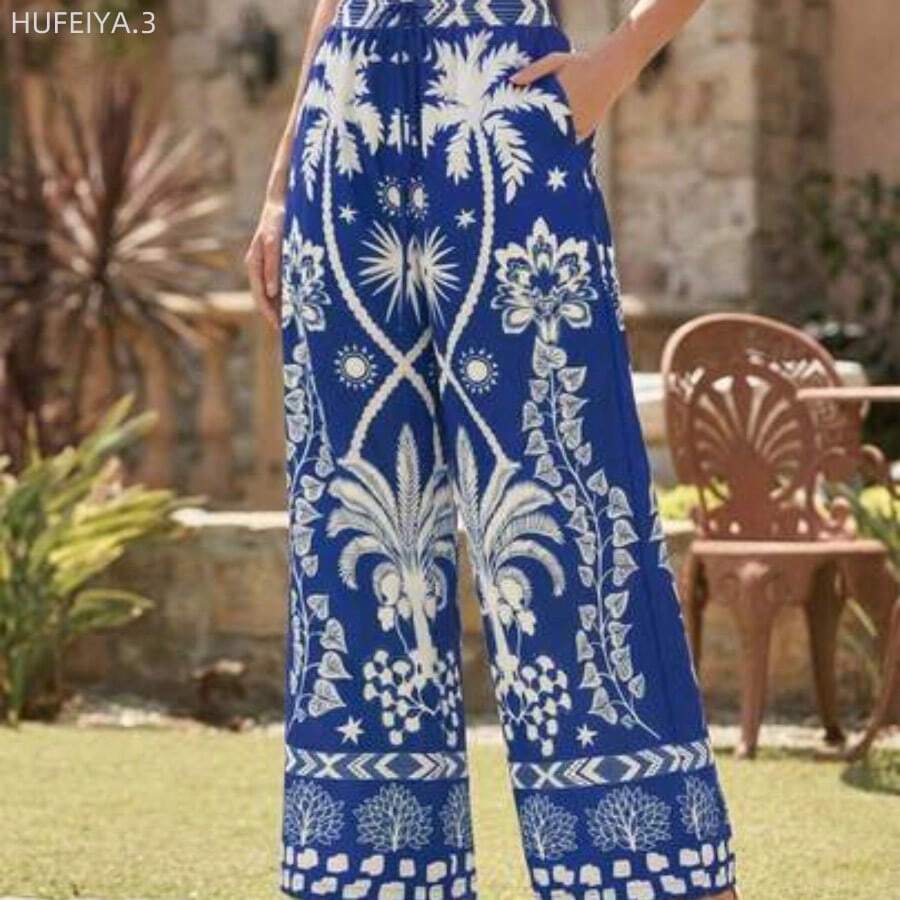 Yunuo Menswear Pantalones Casuales Sueltos De Pierna Recta Con Estampado - Albaricoque - Ver 1