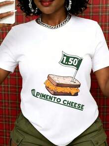 Camiseta con diseño de sándwich de pimento y queso, camiseta gráfica para amantes de la comida, para mujeres y hombres, ropa casual, idea de regalo para amantes de la comida, temática de - Blanco - Ver 1