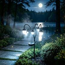 Outdoor Solar Wasserdichte Laterne (1 Stück) - Vintage Garten Stil Design - Weißes LED Licht - Dekorative Ambient Beleuchtung für Veranda, Gehweg und Garten; 6-Kopf Laterne Bodenleuchte - Weiße Laternen - Übersicht 5