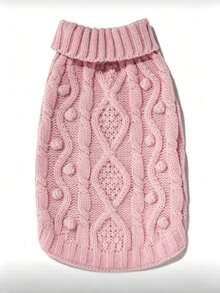 Haustier-Pullover mit hohem Kragen, weiches Material, leicht, atmungsaktiv, süßer Pompon-Strickpullover, geeignet für Katzen und kleine bis mittelgroße Hunde - Pink - Übersicht 4