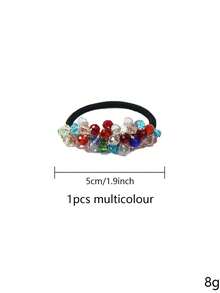 1/6pcs Women's Fashion Crystal Colorful High Elasticity Decorative Hair Scrunchies Suitable For Daily Use - Multicolor - View 12