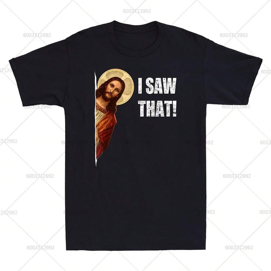 Ropa de calle con frase divertida, regalo de meme de Jesús, camiseta Vintage de algodón para hombre, camiseta de manga corta para mujer, cuello redondo Harajuku de gran tamaño - Multicolor - Ver 1