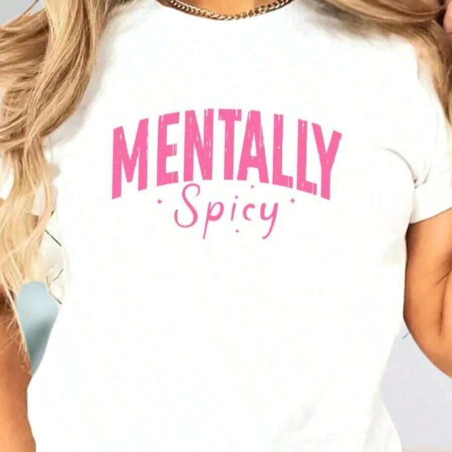 Mentally Spicy T-Shirt, Mental Health T-Shirts, Importance Of Mental Health T-Shirt, Inspirational T-Shirts For Women, Mental Health Awareness, T-Shirt For L - 白色 014 - 查看 1
