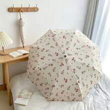 French-Style Floral Full-Automatic Sunny And Rainy Dual-Purpose Folding Sunscreen UV Shade High-Value Umbrella For Girls - Automatic Floral Print - View 2