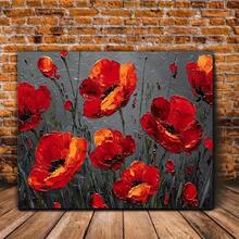 2D Flat 1pc Wrapped Edge Canvas Abstract Red Poppy Texture Art Wall Art Decorative Paintings For Bedroom Decorative Picture Home Decor Gift For Friends Family Ready To Hang - Multicolor - View 3