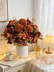 1/3pcs Artificial Chrysanthemum Ball, Rose Bouquet, Suitable For Bedroom, Kitchen Decoration, Back To School Decoration, Autumn Decoration, Indoor/Outdoor Decoration, Tabletop Decoration, Wedding Decoration, Artificial Plants, Gift For Women - Orange - View 7