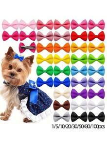 100/80/50/30/20/10/5/1pcs Random Color New Style Pet Bow Hair Clips Solid Color Multicolor Cute Hair Clips For Cats And Dogs - Multicolor - View 2
