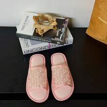 粉色愛心刺繡網面透氣居家拖鞋 軟底室內套腳拖鞋 - 粉色 - 查看 7