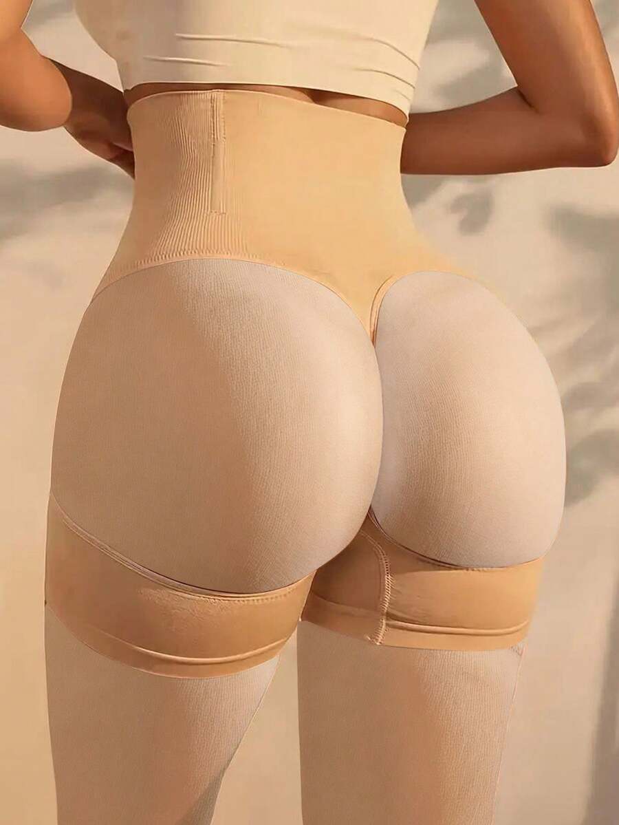 1pc Tummy Control Panties, Tight Shaping Pants, Butt Lift, High Waist, Abdominal Binding, Plus Size, Body Shaping, Women's Fitness Tight Pants Fall - Beige - View 1