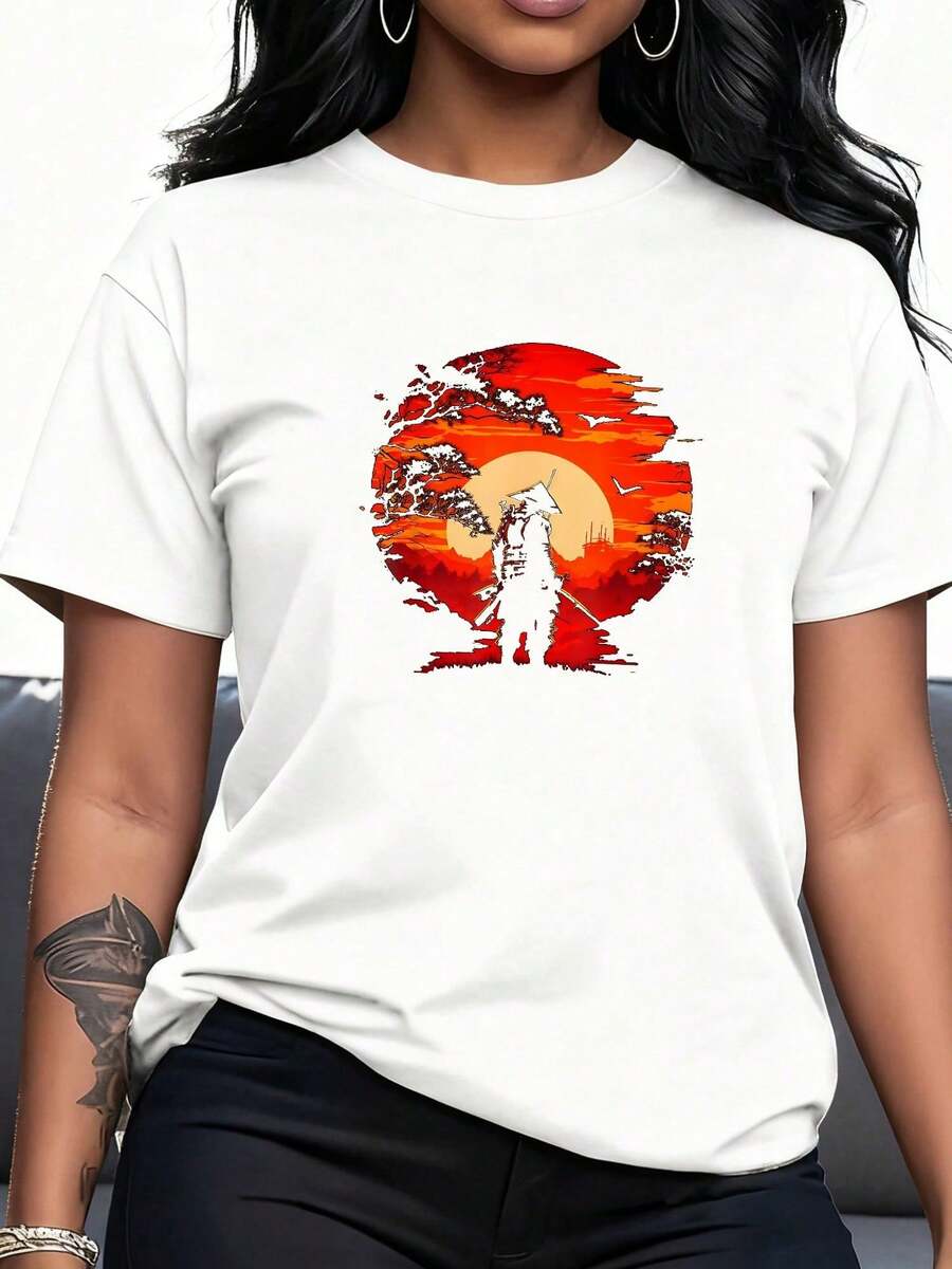 Vintage Short Sleeve T-Shirt With Small Round Neck - White 5 - View 1