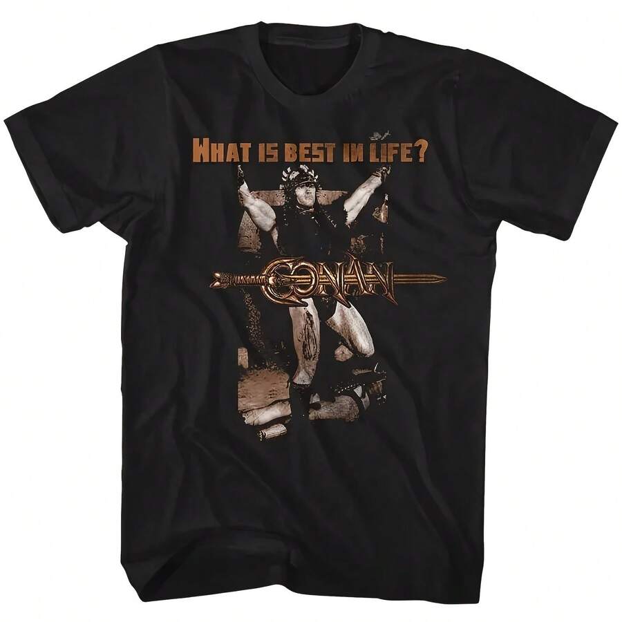 Camiseta Conan The Barbarian para hombre, camiseta clásica con cita del Bárbaro, ropa informal de manga corta con gráfico, camiseta informal holgada para fanáticos de la película de los años - Multicolor - Ver 1