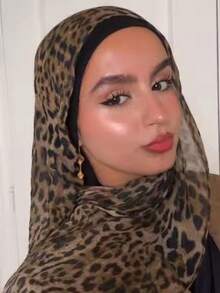 1 chiếc khăn choàng nữ phong cách Bohemian thời trang cổ điển họa tiết da báo, khăn hijab chống nắng dạo phố thường ngày mùa xuân hè, phù hợp mặc hàng ngày - Cà phê nâu - Xem 2