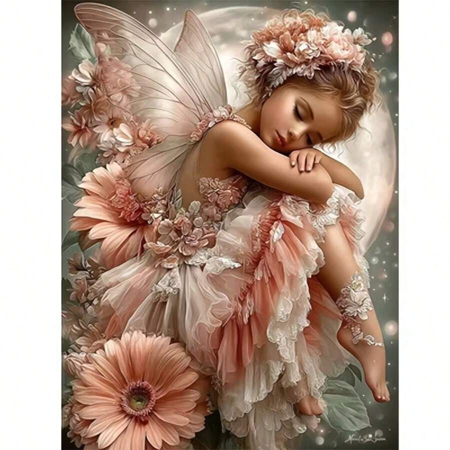1PC DIY 5D Diamond Painting Kit - Fairy Girl Pattern, Round Full Drill Art Mosaic Craft, Home Wall Decor, Unframed - No Frame - View 1