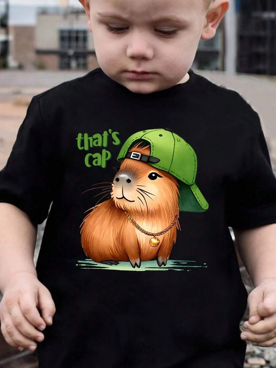 100% Camiseta de Algodón Puro Moda de Verano para Niños Camiseta de Manga Corta ESTA ES GORRA Impresión Top Casual al Aire Libre Vestido Juvenil Blusas de Quinceañera para Adolescentes Ropa - Negro - Ver 1