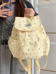 New Women's Backpack, Fashion Bow Handbag, Versatile Large Capacity Student Bag - Yellow - View 7