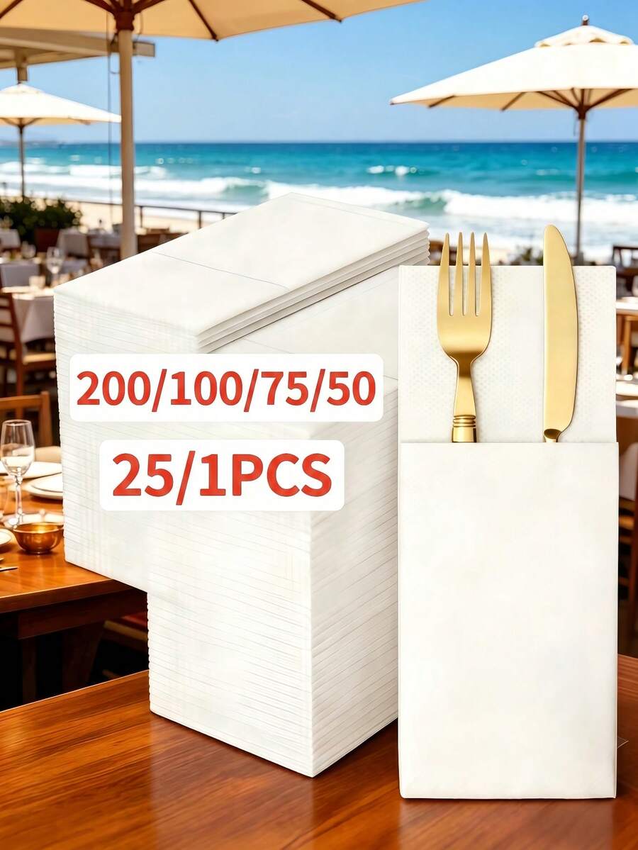 200/100/75/50/25/1 قطعة مناديل الطبقات، مناديل كتان قابلة للطي والاستخدام مرة واحدة وحزمة أدوات مائدة، مناسبة للعشاء والزفاف وحفلات أعياد الميلاد وذكرى الزفاف والاستقبالات والفعاليات الأخرى.