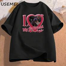 Johnny Cage I Love My Girlfriend Men's T-Shirts, Short Sleeve Cotton Casual Video Game Clothing, Graphic Tees Strrrtwear - 彩色 - 查看 1