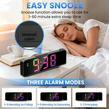 Projection Alarm Clock For Ceiling, 7.7 Inch Large LED Digital Display, Snooze Night Mode, USB Charging Portable Clock For Bedroom Living Room Office Travel - Projector Alarm Clock - View 8