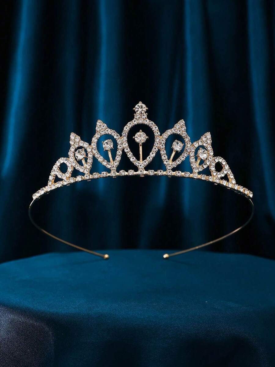 1pc Crown And Headband, Queen Crown And Princess Tiara, Suitable For Bride Wedding, Party Use, Goddess Crown, Bride Gift - Gold - View 1