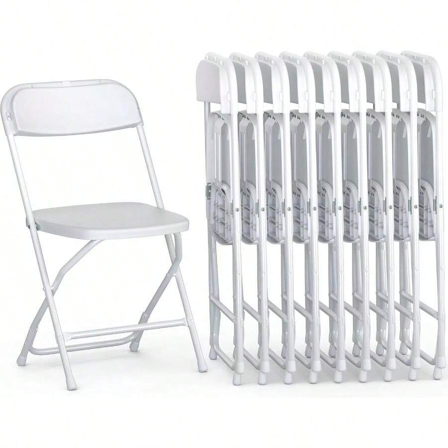 4 Or 10 Pack Folding Plastic Chairs For Weddings, Parties Home Events - 10 Pack White - View 1