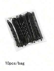 10/50/100pcs Classic Black Bobby Pins Set, T-Shape Design,Wave Styling Hair Clips For Girl, Professional Daily Basic Hairpins & Accessories - Black - View 10