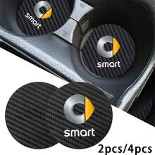 2 Stücke oder 4 Stücke Carbonfaser Auto-Becheruntersetzer - rutschfeste Getränkehalter-Einsätze für Auto-Innenraumzubehör für Smart Fortwo 451 450 453 EQ Forfour Auto-Zubehör - A - Übersicht 2