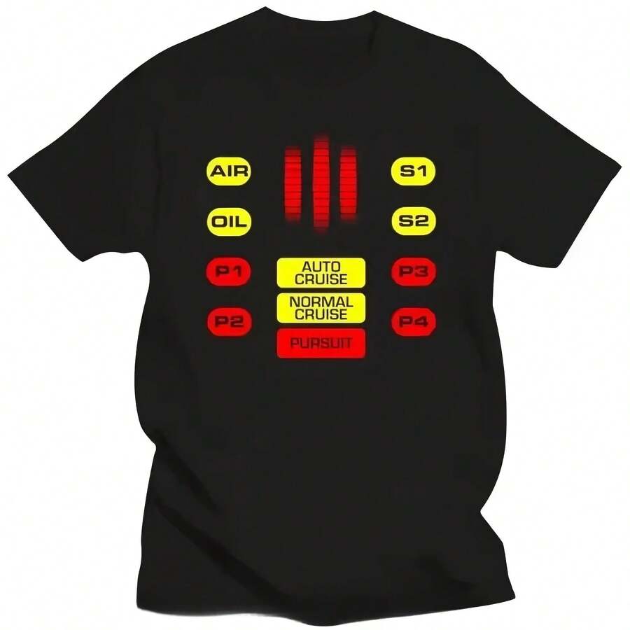 New Asian Size Men's Clothing, Hot Knight Kitt Control Panel T-Shirt, Crew Neck Fitness T-Shirt, Fashionable High Quality Cotton T-Shirt - 彩色 - 查看 1