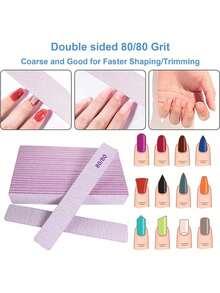 25/15/10/1pc (Optional 80/80, 100/180) Grit Nail Files, Acrylic Nail Sandpaper Boards, Professional Manicure Tools, Suitable For Home And Salon, Durable And Double-Sided - Multicolor - View 10