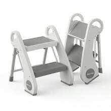 UNCLE WU - Taburete plegable para niños pequeños 26.9 cm de alto mini taburete portátil con marco de acero de 2 pasos para fregadero de baño entrenamiento para ir al baño y cocina antideslizante - plido - Ver 9
