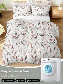 2/3件組葉片枝條印花被套組，超柔軟透氣高級微纖維四季床品，可機洗，耐褪色/耐起球/耐縮水/耐皺，適用單人/雙人/加大/特大床，INS現代極簡風，易打理，送禮佳品 - 彩色 - 查看 11