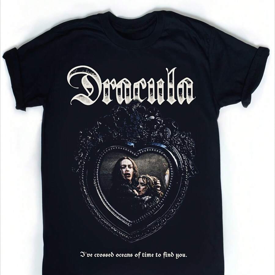 Camiseta gótica de Drácula con estampado de vampiro, estilo retro, romántico, para hombre y mujer, camiseta vintage clásica con gráfico de película de terror, ropa de calle - Multicolor - Ver 1