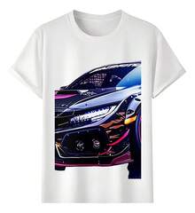 Futuristic Sports Car T-Shirts With LED Lights - White - View 1