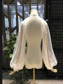 Aksesoris Gaun Pengantin Tanpa Tali untuk Pengantin Eropa dan Amerika: Lengan Panjang, Warna Polos, Lengan Mengembang, Lengan Lepas Pasang, dan Selendang. - Putih - View 5