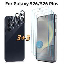 6入 (3+3) 相容於 Galaxy A37/A57/S24/S24 Plus/S24 Ultra/S25/S25 Plus/S25 Ultra/S26/S26 Plus/S26 Ultra 高畫質透明鋼化玻璃螢幕保護貼 3入 + 3D 絲網印刷高畫質鋼化玻璃相機鏡頭保護貼 3入,9H 鋼化玻璃,支援指紋解鎖,高畫質透明相容保護殼 耐刮防摔,易於安裝,耐刮耐磨,螢幕保護貼,鏡頭保護貼 - 無色 - 查看 24