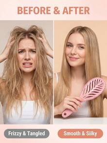 1pc Leaf-Shaped Hair Comb, Double-Sided Detangling Styling Comb, Back With Curl Teeth Design, Hollow Ventilated Hair Brush, Suitable For Curly, Wavy And Straight Hair, Fast Drying Hair Care Tool, Portable Daily And Travel Hair Accessory, Curly Hair Comb - Curling Comb - View 5