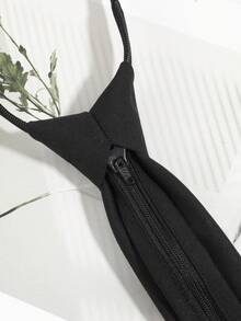 1pc Men's Fashion Solid Color Double-Layer Zipper Tie, Suitable For Casual, Versatile, Party & Gathering Matching - Multicolor - View 7